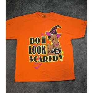 Vintage Cartoon Network Y2K Scooby Doo Orange Halloween T-Shirt Mens XL USED
